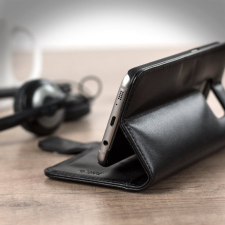 Olixar Genuine Leather Samsung Galaxy S7 Edge Wallet Case - Black