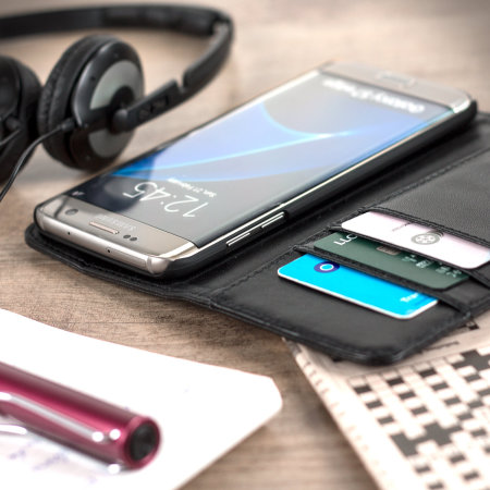 Funda Samsung Galaxy S7 Edge Olixar Piel Genuina Tipo Cartera - Negra