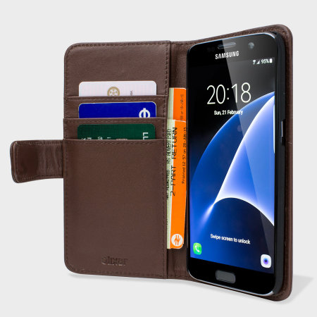 Olixar echt leren Wallet Case voor Samsung Galaxy S7 Edge - Bruin