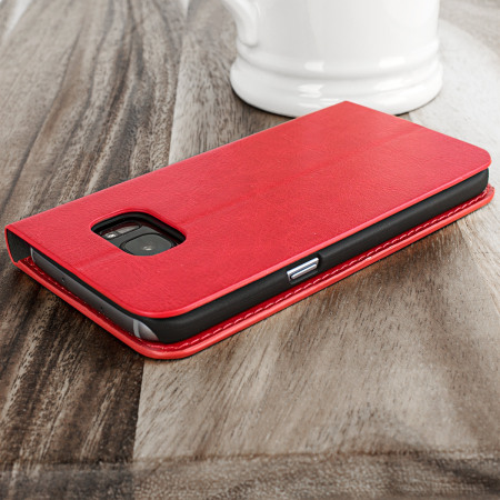 Olixar Leather-Style Samsung Galaxy S7 Wallet Stand Case - Red