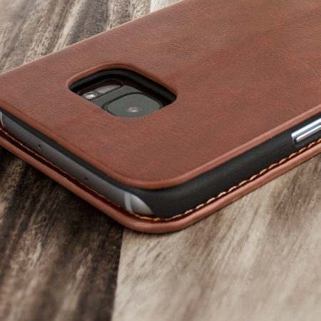 Olixar Leather-Style Samsung Galaxy S7 Wallet Stand Case - Brown