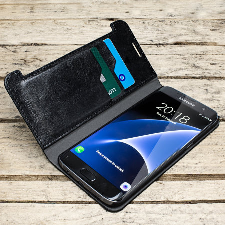 Olixar Kunstledertasche für das Samsung Galaxy S7 Edge in Schwarz