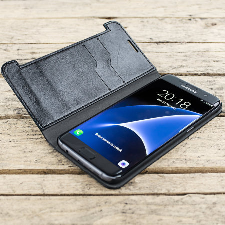 Olixar Leather-Style Samsung Galaxy S7 Edge Lommebok Deksel - Sort