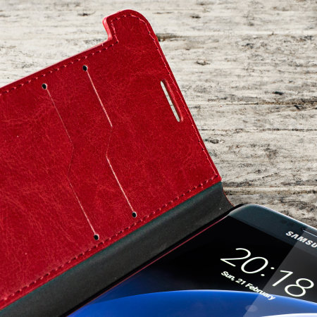 Olixar leren-stijl Samsung Galaxy S7 Edge Wallet Case - Rood
