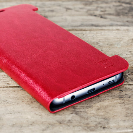 Housse Portefeuille Samsung Galaxy S7 Edge Olixar Simili Cuir - Rouge