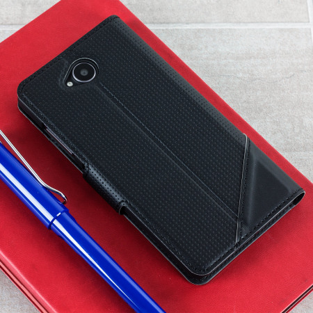 Mozo Microsoft Lumia 650 Leather-Style Thin Flip Case - Black