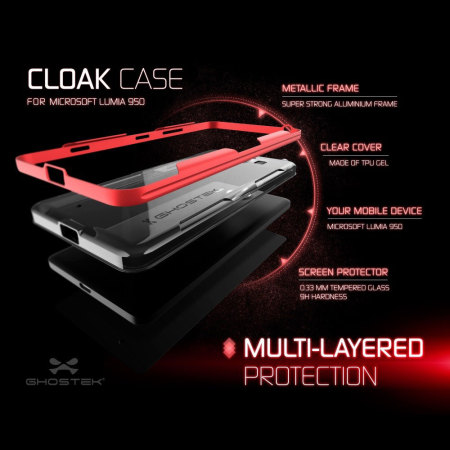 Funda Microsoft Lumia 950 Ghostek Cloak - Transparente / Roja