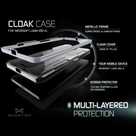 Ghostek Cloak Bumper Microsoft Lumia 950 XL Tough Case - Clear / Grey