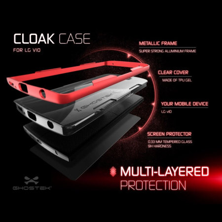 Ghostek Cloak LG V10 Tough Deksel - Klar / Rød