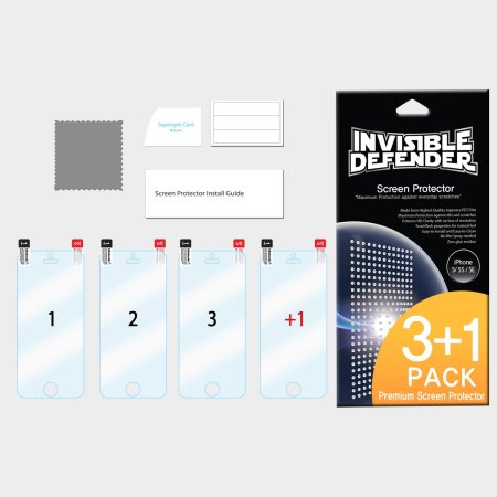 Pack de 4 Protections d'écran iPhone SE Rearth Invisible Defender 
