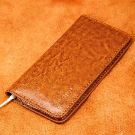 Housse portefeuille universelle Jison Case en cuir véritable – Marron