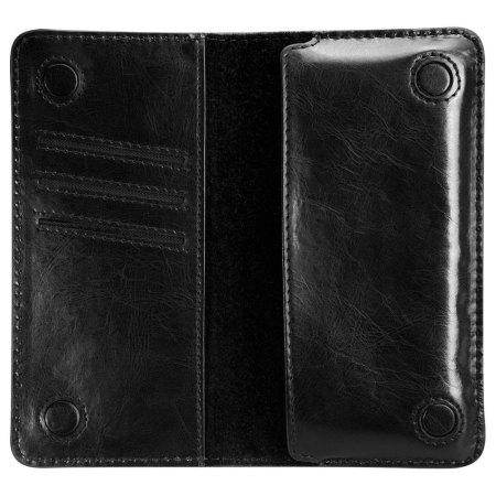 Jison Case Genuine Leather Universal Smartphone Wallet Case - Black