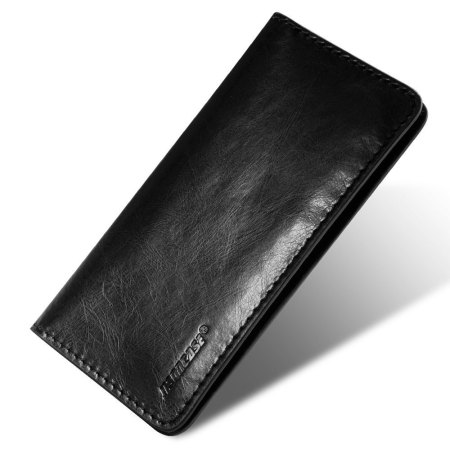Jison Case Genuine Leather Universal Smartphone Wallet Case - Black