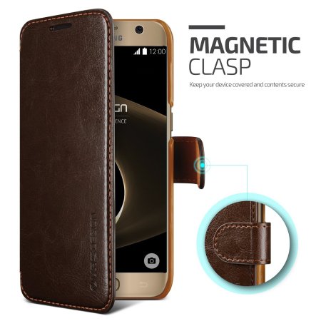 VRS Design Dandy Leather-Style Samsung Galaxy S7 Wallet Case - Brown