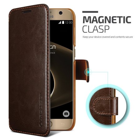 Housse Samsung Galaxy S7 VRS Design Dandy Simili Cuir Marron