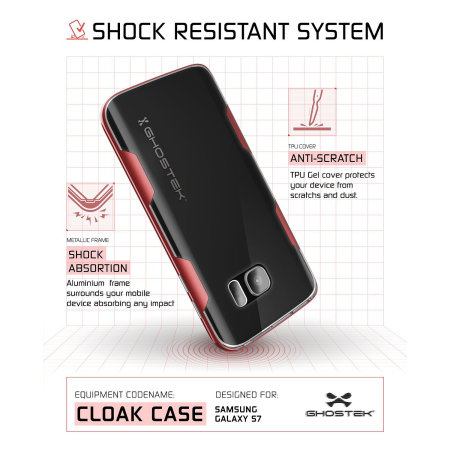 Coque Samsung Galaxy S7 Ghostek Cloak Tough – Transparent / Rouge