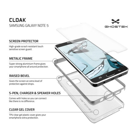 Funda Samsung Galaxy Note 5 Ghostek Cloak - Transparente / Plateada