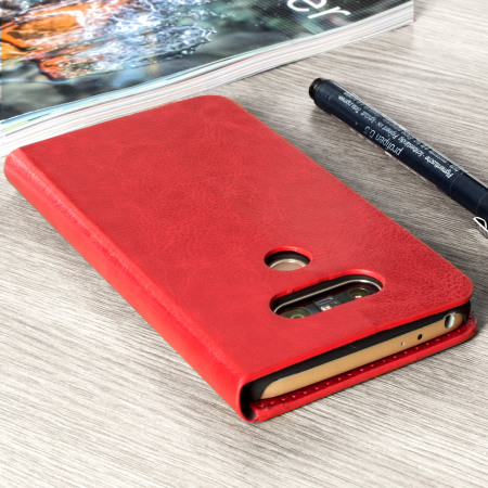 Olixar Leather-Style LG G5 Wallet Case Tasche Rot
