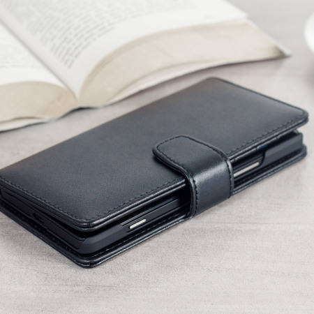 Olixar Genuine Leather Microsoft Lumia 950 Wallet Case - Black