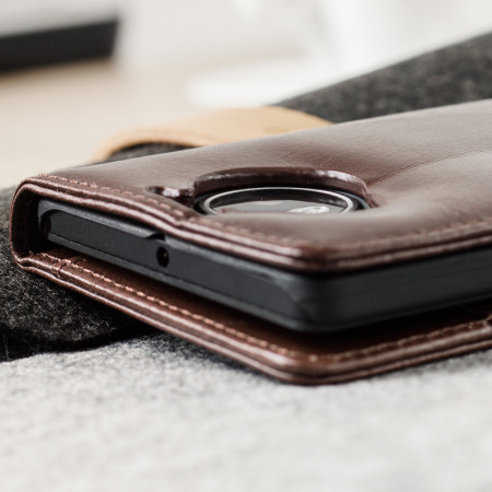 Olixar Genuine Leather Microsoft Lumia 950 XL Wallet Case - Brown