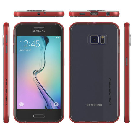 Ghostek Cloak Samsung Galaxy S6 Puhelimelle – Läpinäkyvä/Punainen