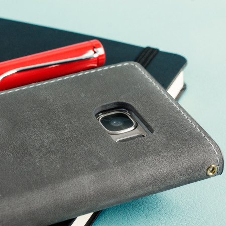 Moncabas Vintage Leather Samsung Galaxy S7 Edge Wallet Case - Grey