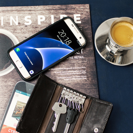 Olixar Brushed Metal Card Slot Samsung Galaxy S7 Edge Case - Black