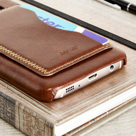 Olixar Leader-Style Samsung Galaxy S7 Wallet Card Slot Hülle Braun