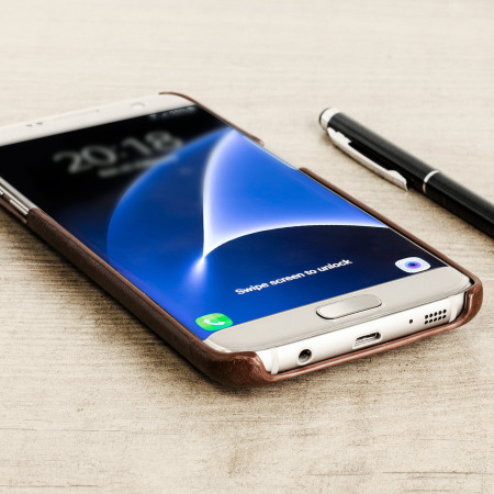 Funda Galaxy S7 Edge Olixar Tipo Cuero Ranura para Tarjetas - Marrón