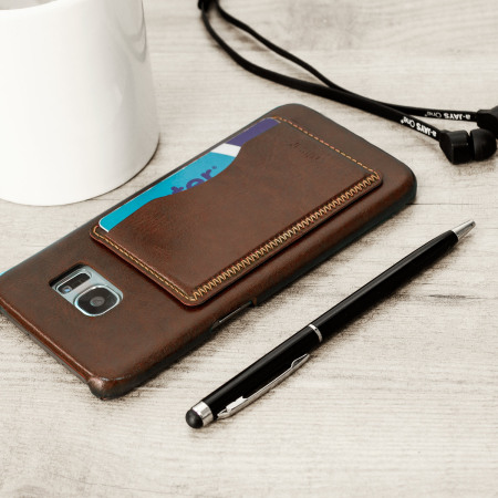 Olixar Leather-Style Samsung Galaxy S7 Edge Card Slot Case - Brown