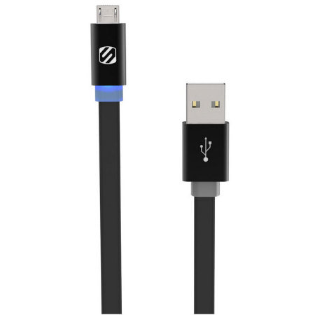 Scosche FlatOut LED Micro USB Tangle- Free 6 Foot Cable - Black
