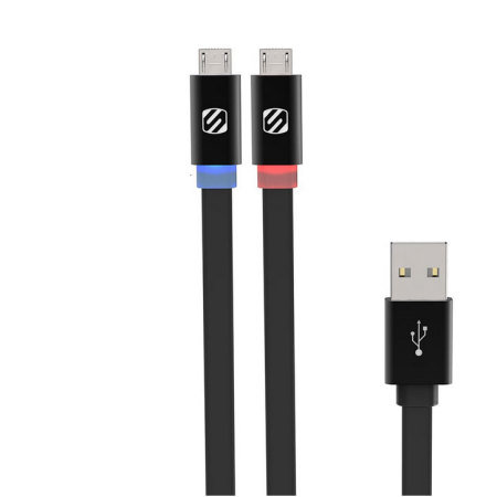 Cable Micro USB Scosche FlatOut LED Anti-Enredos - Negro