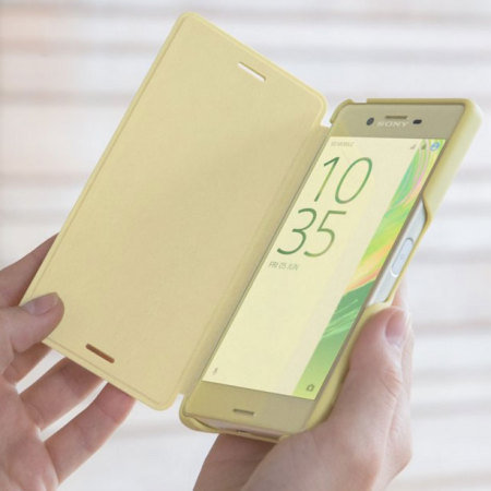 afgewerkt Verlammen Beheren Official Sony Xperia X Style Cover Flip Case - Lime Gold