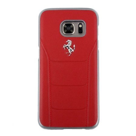 Ferrari 488 Genuine Leather Samsung Galaxy S7 Hard Case - Red
