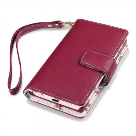 Olixar Leather-Style Sony Xperia Z5 Compact Wallet Case - Floral Red