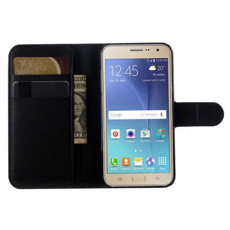 Olixar Samsung Galaxy J3 2016 Kunstledertasche Wallet Case in Schwarz