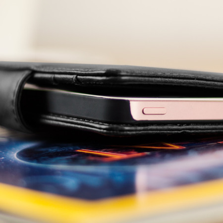 Olixar Genuine Leather iPhone SE Plånboksfodral - Svart