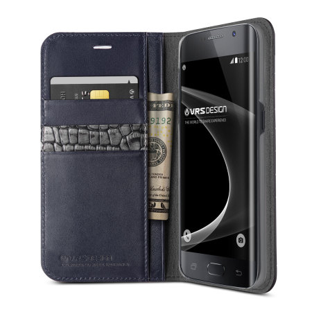 VRS Design Croco Samsung Galaxy S7 Edge Diary Case - Silver / Grey