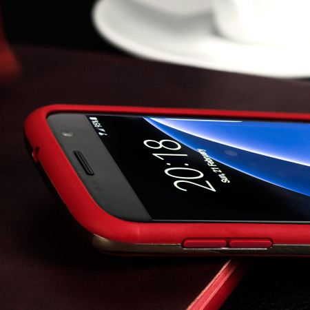 Motomo Ino Line Infinity Galaxy S7 Case - Iron Red / Chrome Gold