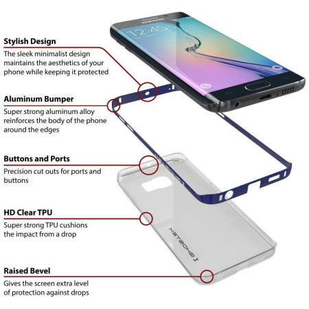 Ghostek Cloak Samsung Galaxy S6 Edge Tough Case - Clear / Blue
