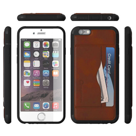Ghostek Stash iPhone 6S / 6 Genuine Leather Wallet Case - Light Brown