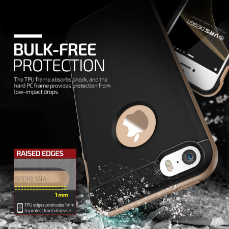 Coque iPhone SE VRS Design High Pro Shield  –  Or Champagne