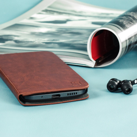 Olixar Leather-Style HTC 10 Plånboksfodral - Brun