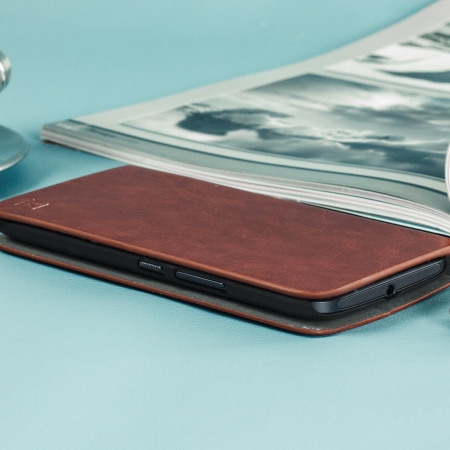 Olixar Leather-Style HTC 10 Plånboksfodral - Brun