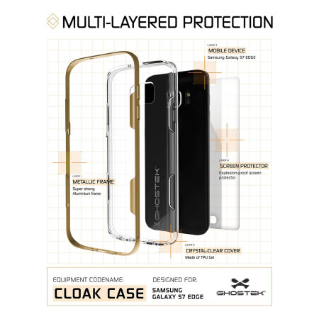 Ghostek Cloak Samsung Galaxy S7 Edge Tough Case Hülle in Klar / Gold