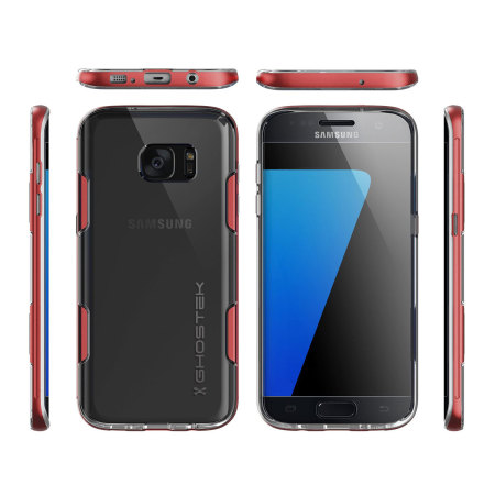 Ghostek Cloak Samsung Galaxy S7 Edge Puhelimelle – Läpinäkyvä/Punainen