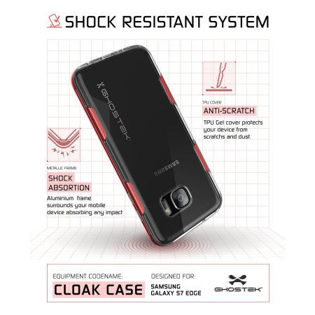 Ghostek Cloak Samsung Galaxy S7 Edge Tough Case Hülle in Klar / Rot