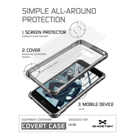 Ghostek Covert LG G5 Bumper Deksel - Gjennomsiktig / Sort