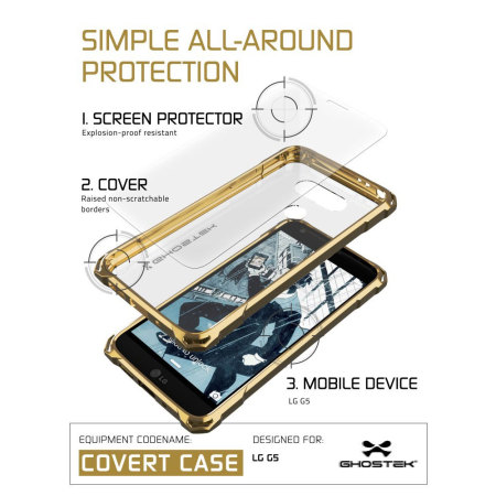 Ghostek Covert LG G5 Bumper Deksel - Gjennomsiktig / Gull