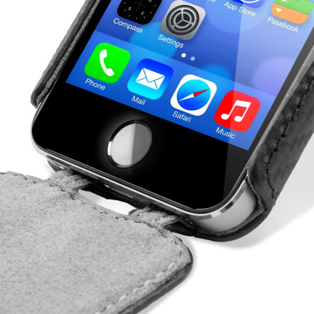 Slimline Carbon Fibre Style iPhone SE Flip Tasche in Schwarz